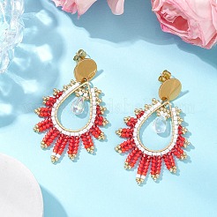 Handmade Glass Seed Beads Teardrop Stud Earrings&nbsp;EJEW-MZ00293-01