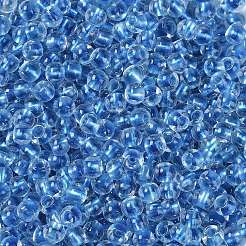 内側が透明な色のガラスシードビーズ  丸い穴  ラウンド  ドジャーブルー  4x3mm  穴：1.4mm  約6428個/ポンド&nbsp;SEED-A032-04D