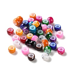 スプレー塗装されたABSプラスチック製のヨーロッパのビーズ  大穴ビーズ  ラウンド  ミックスカラー  9x6mm  穴：4mm  約1600個/500g&nbsp;KY-G033-01A