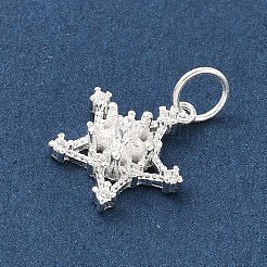 スターリングシルバーのパヴェクリアキュービックジルコニアペンダント925個  スタンプ925個付き  銀色のメッキ  スターのチャーム  13x11.5x4mm  丸カン：5x0.6ミリ  内径：3.5mm&nbsp;STER-G049-01B-S