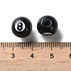 アクリルビーズ  模造ビリヤードビーズ  8位とのラウンド  ブラック  11x10mm  穴：4mm&nbsp;X-OACR-D301-02A