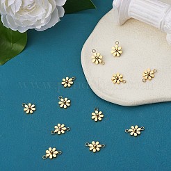 430ステンレススチール製小花コネクタチャーム10個  金属デイジー ペンダント ジュエリー イヤリング ブレスレット 手作り製作  開ループあり  ゴールドカラー  9mm&nbsp;JX237B