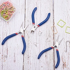 Set of 3 Jewelry Making Supplies Craft DIY Pliers Tool Set Flat Nosed Round Nosed Wire Cutter Pliers Blue&nbsp;TOOL-YW0001-07