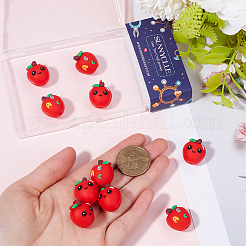 食品グレードの環境に優しいシリコーン焦点ビーズ 12 個  りんご  レッド  21x18x18mm  穴：3mm&nbsp;SIL-SC0002-62