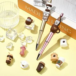 コーヒーテーマシリコンビーズ12個、12つのスタイル  焦点ビーズ  混合図形  ミックスカラー  19.5~29x14~27x6.5~20mm  穴：2mm  1個/スタイル&nbsp;SIL-FS0001-36