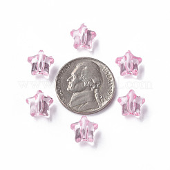 透明なアクリルビーズ  スター  ピンク  9x9.5x5.5mm  穴：2mm  約2000個/500g&nbsp;MACR-S373-45-B07