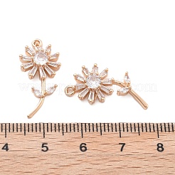 真鍮チャーム  ひまわりチャーム  ガラスと  18KGP本金メッキ  23.5x11x4mm  穴：1.2mm&nbsp;KK-B125-18G-02