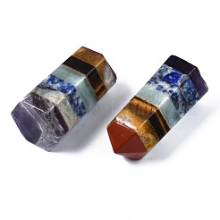 Assembled Natural Red Jasper & Topaz Jade & Tiger Eye & Green Aventurine & Blue Spot Jasper & Lapis Lazuli & Amethyst Hexagonal Prism Crystal Column Pendulum Decoration&nbsp;G-S375-001