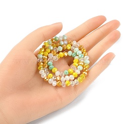 電気メッキガラスビーズセット  多面カット  ロンデル  きいろ  5.5~6x5mm  穴：1mm  約90~92個/連  16.54インチ〜16.93インチ（42~43cm）&nbsp;EGLA-YW0002-D08