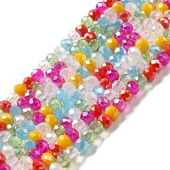 ガラスビーズ連売り  多面カット  ロンデル  ミックスカラー  4x3mm  穴：0.4mm  約123~127個/連  15.75~16.5インチ（40~42cm）&nbsp;EGLA-A034-M4mm-29