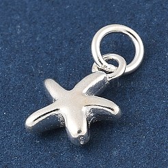 丸カン付きスターリングシルバーのヒトデチャーム925個  銀  12.5x6.5x2mm  穴：2mm&nbsp;STER-R013-01S