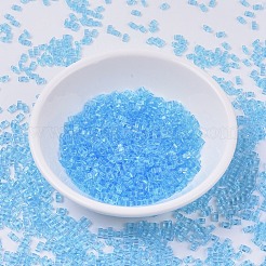 MIYUKIハーフティラビーズ  日本製シードビーズ  2の穴  （htl148)トランスペアレントアクア  5x2.3x1.9mm  穴：0.8mm  約250PCS /ボトル  10 G /ボトル&nbsp;SEED-JP0008-HTL0148