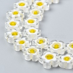手作りミッレフィオーリガラスビーズ連売り  花  ホワイト  10~12x4mm  穴：1mm  約35~38個/連  16インチ&nbsp;X-LAMP-J035-10mm-02