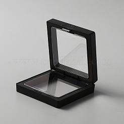 プラスチック ジュエリー サスペンション ディスプレイ ケース  ブレスレットディスプレイ用のpe薄膜ジュエリーフローティングディスプレイフレーム  正方形  ブラック  6.95x6.95x2cm&nbsp;CON-WH0088-31B
