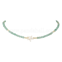 Summer Beach Natural Green Aventurine Round Beaded Necklaces&nbsp;NJEW-JN05262-05