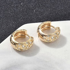 真鍮製クリアキュービックジルコニアの菱形フープピアス  18KGP本金メッキ  15x15.5x7mm&nbsp;EJEW-D320-04G
