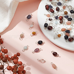 80Pcs 10 Styles Natural Mixed Gemstone Connector Charms&nbsp;PALLOY-HY00002