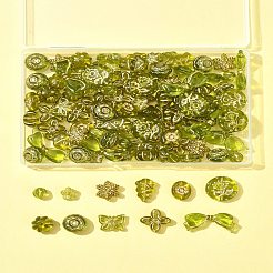 110個11スタイルの透明アクリルビーズ  混合図形  ゴールドライン入り  ゴールデンロッド  7~18x8~29x5~9.5mm  穴：1.4~4mm  10個/スタイル&nbsp;OACR-FS0002-07