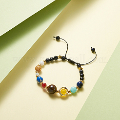 7 Chakras Nine Planets Braided Bead Bracelets&nbsp;BJEW-TAC0001-01
