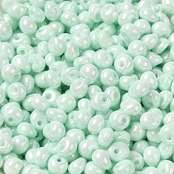 6/0 ガラスシードビーズ  不透明色の光沢  ティアドロップ  アクアマリン  4.5~5x4x3~3.5mm  穴：0.9mm  約5625個/ポンド&nbsp;SEED-M012-01A-07
