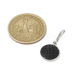 樹脂製フラットラウンド、マーメイドフィッシュスケールキーチン付き  鉄のキーホルダークラスプのパーツ  ブラック  2.7cm&nbsp;HJEW-JM01279-05