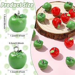 10Pcs Apple Resin Charms&nbsp;RESI-YW0005-26A