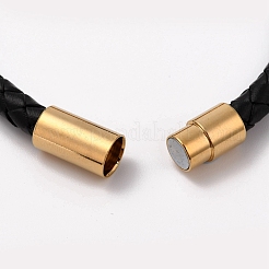 レトロレザーコードブレスレット  304ステンレススチールの頭蓋骨金具とマグネット留め具付き  ミックスカラー  210mm&nbsp;BJEW-F210-06