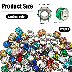 120個のガラスヨーロッパビーズ  大穴ビーズ  真鍮コアと  多面カット  ロンデル  プラチナ  ミックスカラー  9x7mm  穴：5mm&nbsp;GPDL-PA0001-01