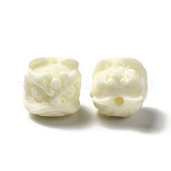 合成石ビーズ  踊る獅子頭  ベージュ  13.5x13x13.5mm  穴：1.8mm&nbsp;G-E186-01A