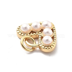 Heart Brass ABS Plastic Imitation Pearl Charms&nbsp;KK-Q017-22G