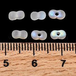 ガラスのフロストシードビーズ  ピーナッツ  ABカラーメッキ  ホワイト  6x3.5x3mm  穴：1mm  約100個/袋&nbsp;SEED-NH0002-01C