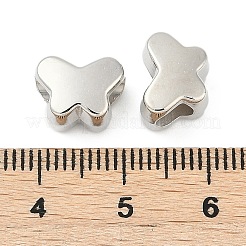CCBプラスチックヨーロピアンビーズ  大穴ビーズ  蝶  プラチナ  8x10.5x7.5mm  穴：4.5~4.5mm&nbsp;CCB-D278-18P