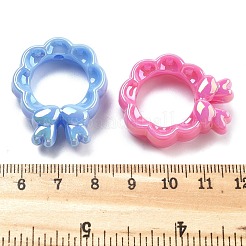 UVメッキアクリルビーズ  虹色の  クリスマスリース  ミックスカラー  32x27x8mm  穴：3mm&nbsp;OACR-M022-07
