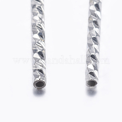 真鍮製チューブビーズ  チューブ  多面カット  プラチナ  19.5x1.5mm  穴：0.5mm&nbsp;X-KK-K197-B-35P