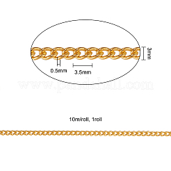 真鍮フラットオーバルアズキチェーン  溶接されていない  スプールで  ゴールドカラー  2.5x2x0.5 M  約10m /ロール  1roll&nbsp;CHC-CJ0001-12B