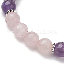 8mm Round Natural Rose Quartz & Amethyst Beaded Stretch Bracelets for Women Men&nbsp;BJEW-JB10533-01