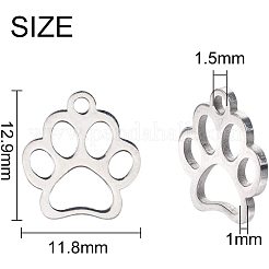 304ステンレススチールチャーム  犬の足跡  ステンレス鋼色  12.9x11.8x1mm  穴：1.5mm  20個/箱&nbsp;STAS-UN0001-15P