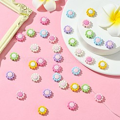 35色焼き付けペイント合金ビーズ7個  花  ミックスカラー  12x6mm  穴：1.5mm  5個/カラー&nbsp;FIND-CJ0011-16