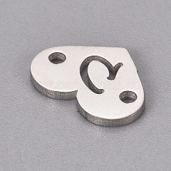 304ステンレススチールリンク  文字付きのハート  ステンレス鋼色  文字.g  9x12x1mm  穴：1.2mm&nbsp;STAS-CJC0001-03G-P