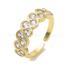 Brass Micro Pave Cubic Zirconia Cuff Open Rings&nbsp;RJEW-C163-14G