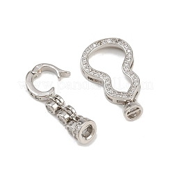 Brass Micro Pave Clear Cubic Zirconia Fold Over Clasps&nbsp;KK-U059-58P