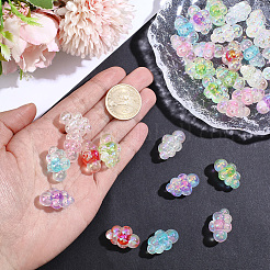 35 個の UV メッキレインボー虹色アクリルビーズ  ツートン  ブドウ  ミックスカラー  25x16x14mm  穴：3.7mm&nbsp;PACR-PA0001-23