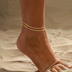Brass Double Layer Dapped Chain Anklets for Women&nbsp;FS-WGB1635-01