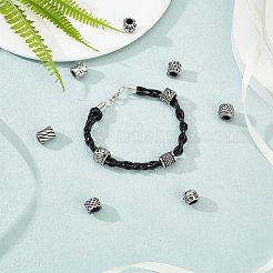 10個 10スタイル 304ステンレススチール 大穴ビーズ  コラム＆ドラム  アンティークシルバー  8.5~12x7~11.5mm  穴：5~7.5mm  1個/スタイル&nbsp;STAS-UN0044-66