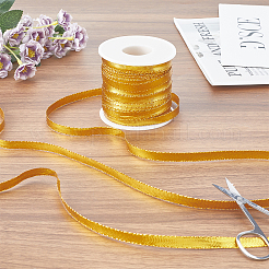 きらめくナイロンリボン  ドレッドヘア用編みロープ  ギフト包装  飾り吊り下げ  ゴールド  1/4インチ（7.5mm）&nbsp;OCOR-GF0004-48C-07