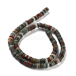 天然のアフリカブラッドストーンビーズ連売り  ロンデル  6~6.5x2~2.5mm  穴：1.2mm  約156~158個/連  15.12~15.20インチ（38.4~38.6cm）&nbsp;G-G084-A05-01