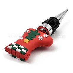 クリスマステーマのアルミニウム合金とPVCのワインボトルストッパー  ワインボトル用  クリスマスソックス  113x39.5x20mm&nbsp;FIND-Q091-01A