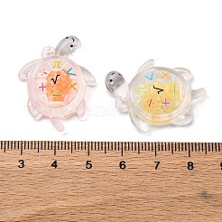 明るい透明なアクリルパーツ  暗闇で光る  カメ  ミックスカラー  30.5x23.5x8.5mm  穴：2mm&nbsp;TACR-P010-02