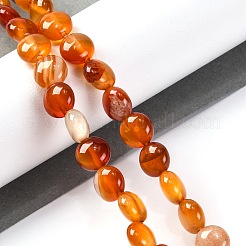 天然石赤瑪瑙ビーズ連売り  フラットラウンド  7.5~8x4.5~5mm  穴：1.2mm  約50~51個/連  14.57~15.35インチ（37~39cm）&nbsp;G-T047-A02-01