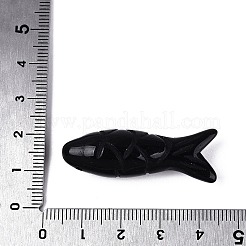 天然黒曜石の彫刻ペンダント  魚  37~41x12.5~15x12~13mm  穴：0.9~1mm&nbsp;G-T144-47A